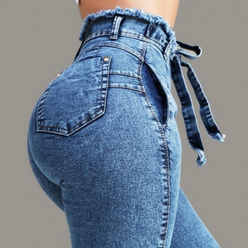 High Waisted Fringed jeans