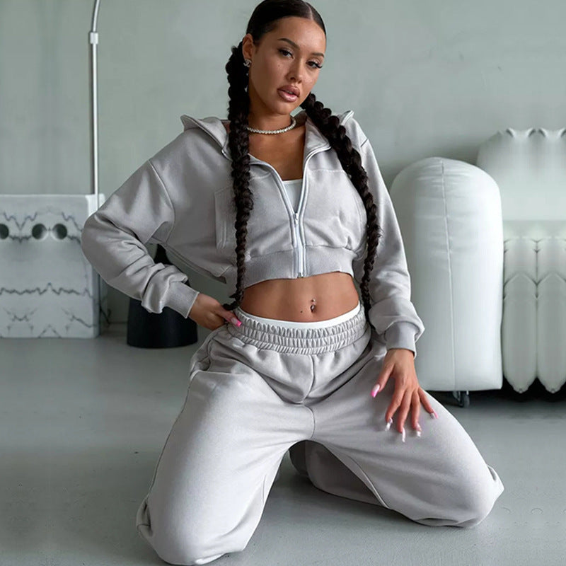 Cropped Hooded Sweater Set