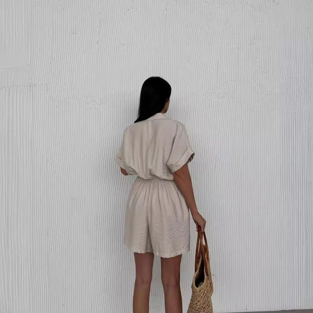 Simone Casual Loose One-piece Shorts Suit
