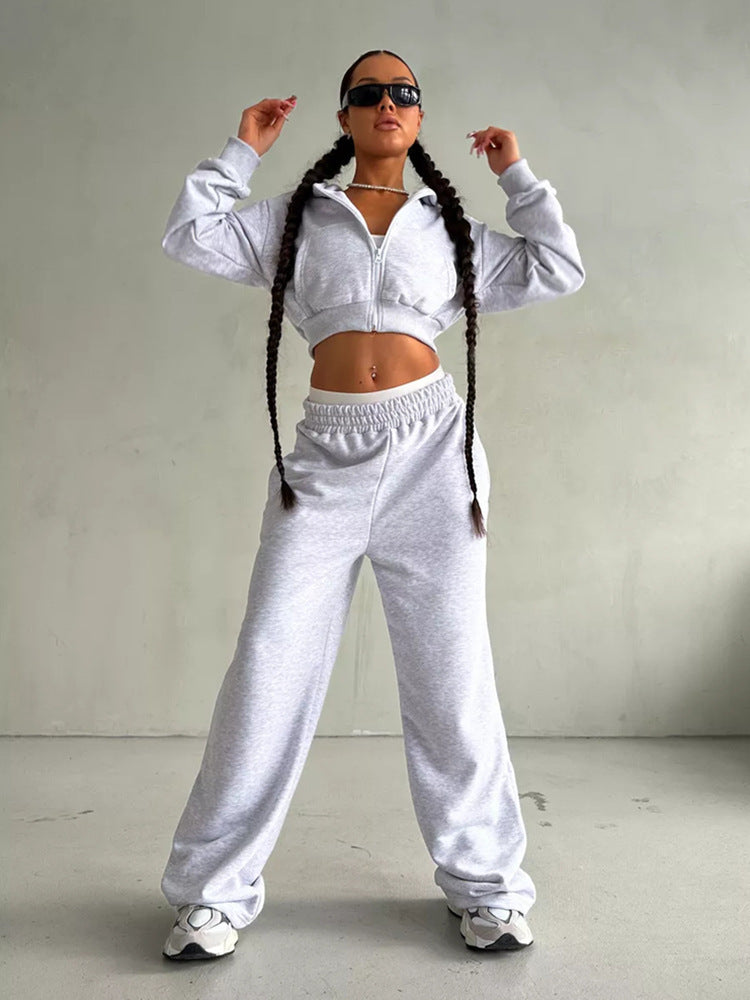 Cropped Hooded Sweater Set