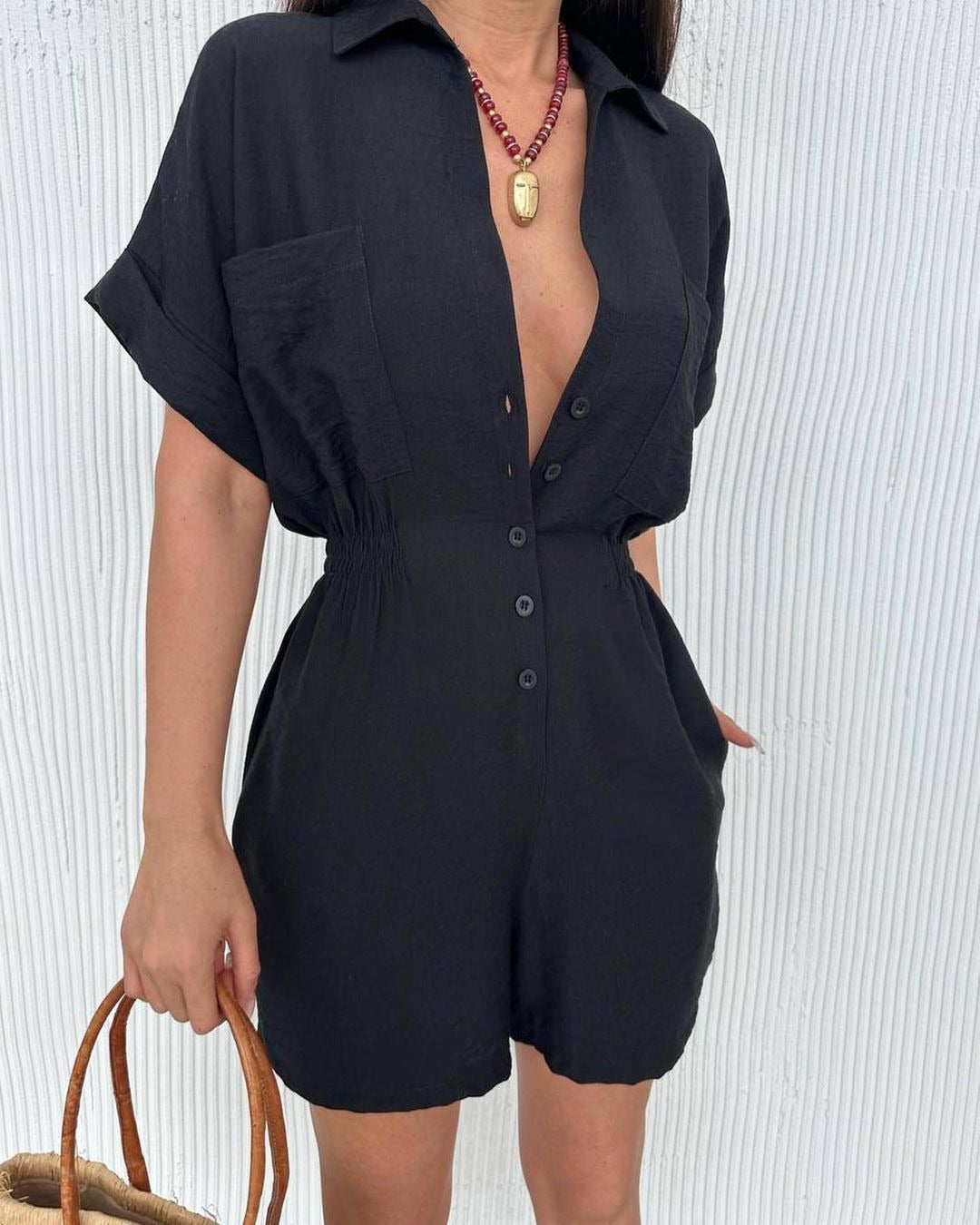 Simone Casual Loose One-piece Shorts Suit