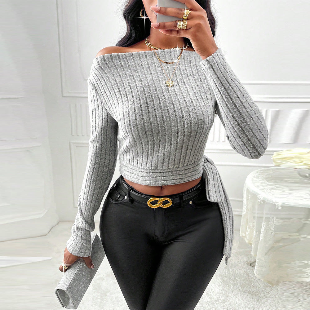 Women's Fashion Trend T-shirt Autumn Winter Simple Design Versatile Short Top