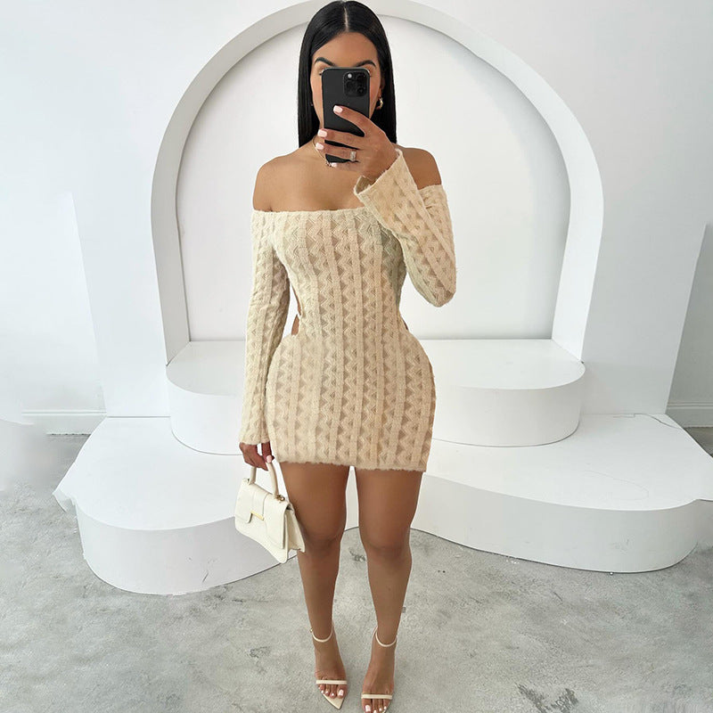 Bailey High Waist Slim Fit Backless Off-shoulder Dress