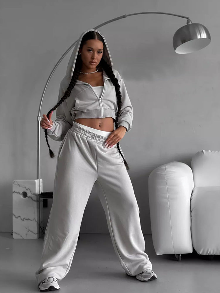 Cropped Hooded Sweater Set