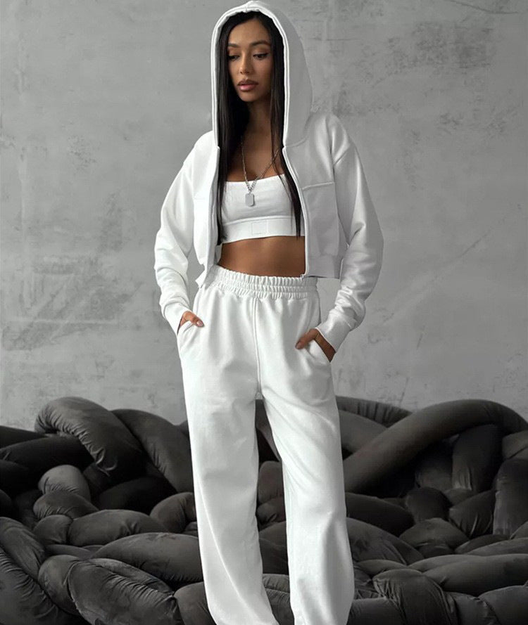 Cropped Hooded Sweater Set