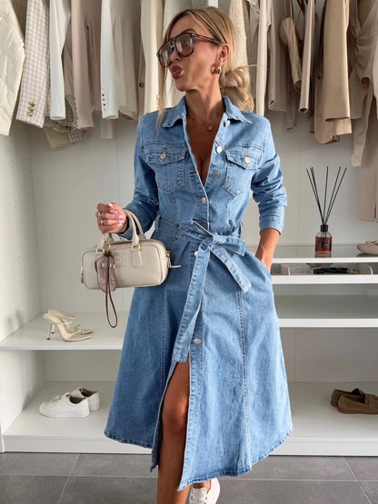 Willow Denim Washed Shirt Jacket Dress