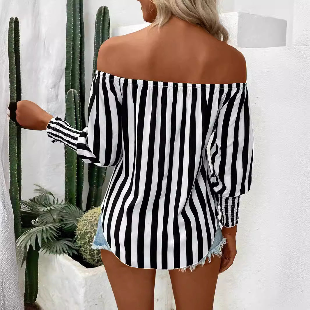 Charlotte Shoulder-baring Lantern Sleeve Shirt