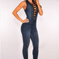 Eyelets denim jumpsuit