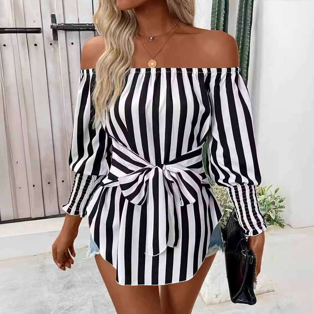 Charlotte Shoulder-baring Lantern Sleeve Shirt