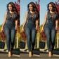 Eyelets denim jumpsuit