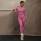 Fitness Scrub Sports Yoga Suit Trousers Workout Long Sleeve Coat
