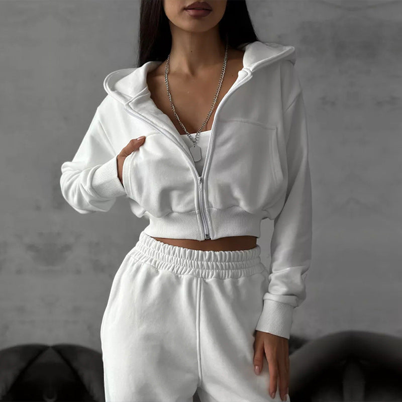 Cropped Hooded Sweater Set