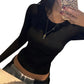 Simple And Sexy Style T-shirt Autumn And Winter Big Backless Design Slimming Top For Women