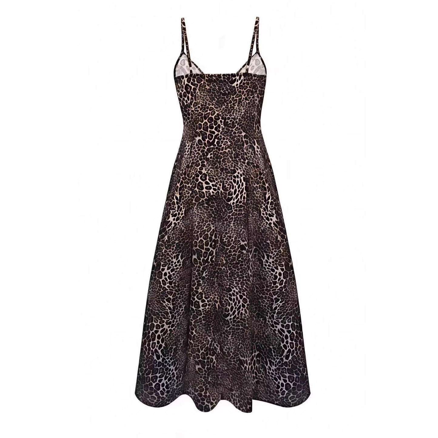 Isis Leopard-print Backless V-neck Dress