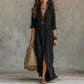 Casual Solid-color Lapel-front Slit Maxi Dress