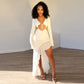 Women's Chest-wrapped Long Sleeve V-neck Lace-up Long Dress