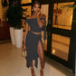 Nairobi Sleeveless Off-shoulder Top Split Skirt