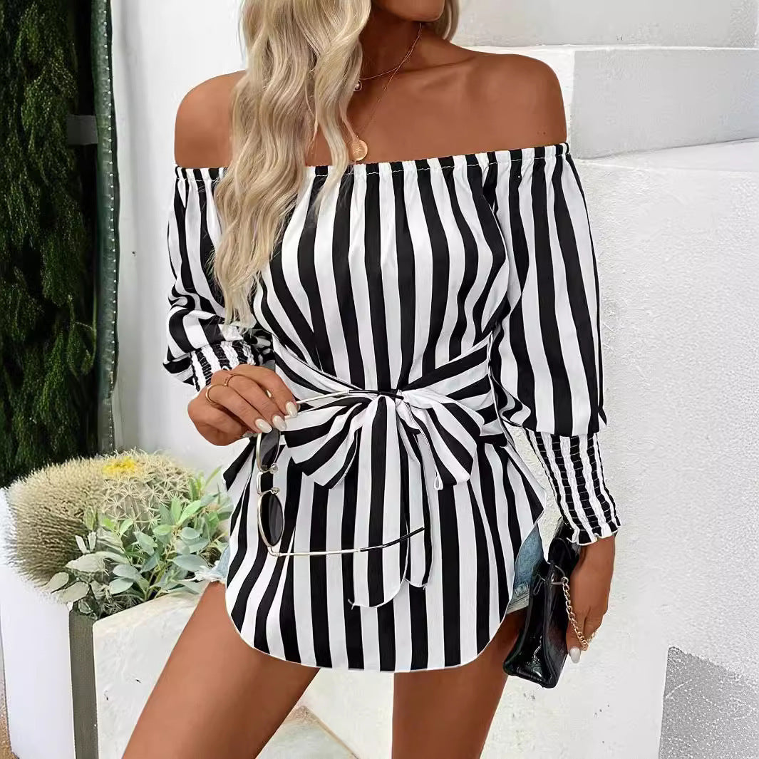 Charlotte Shoulder-baring Lantern Sleeve Shirt