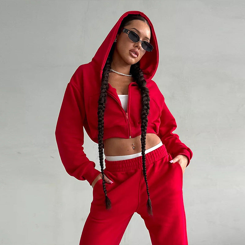 Cropped Hooded Sweater Set