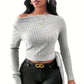 Women's Fashion Trend T-shirt Autumn Winter Simple Design Versatile Short Top