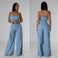 Off-shoulder Denim Jumpsuit