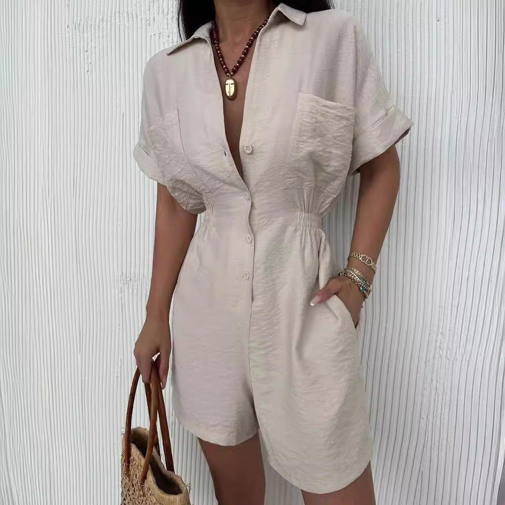 Simone Casual Loose One-piece Shorts Suit