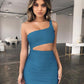 Slim One-shoulder Short Dress Sexy Fashion Hollow Mini Dresses For Women