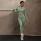 Fitness Scrub Sports Yoga Suit Trousers Workout Long Sleeve Coat