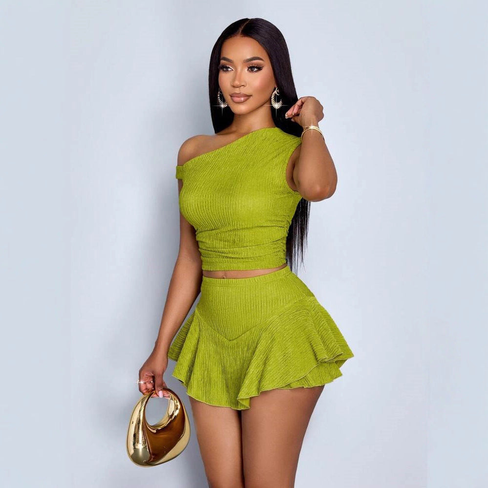 Rio Solid Color Split Skirt Set