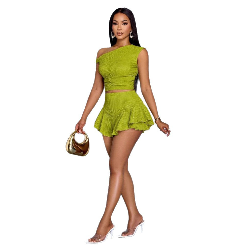 Rio Solid Color Split Skirt Set