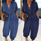 Samantha Casual Short Sleeve Denim Jumpsuit