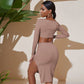 Elegant V-neck Long-sleeve Versatile Evening Dress