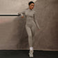 Fitness Scrub Sports Yoga Suit Trousers Workout Long Sleeve Coat