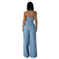Off-shoulder Denim Jumpsuit