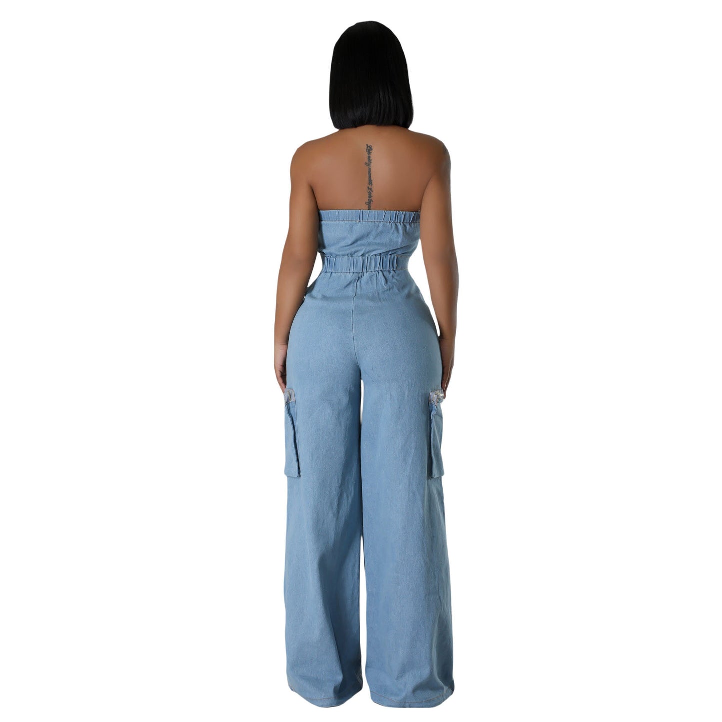 Off-shoulder Denim Jumpsuit