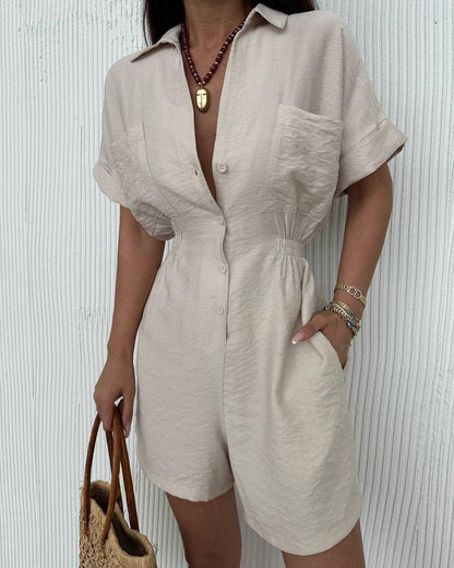Simone Casual Loose One-piece Shorts Suit
