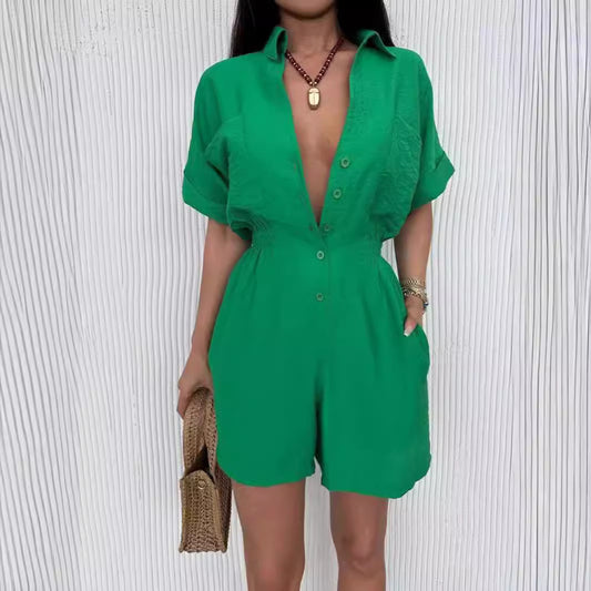 Simone Casual Loose One-piece Shorts Suit