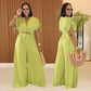 Women's Casual V-neck Lace-up Wide-leg Jumpsuit