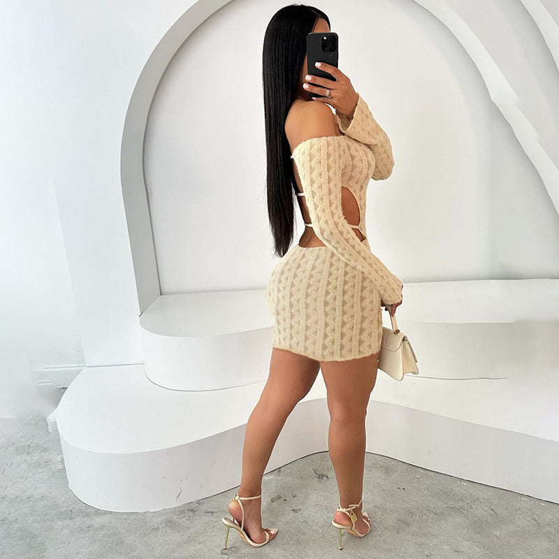 Bailey High Waist Slim Fit Backless Off-shoulder Dress