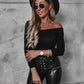 Fashion Sexy Off-Shoulder Long-Sleeved T Women Clothing